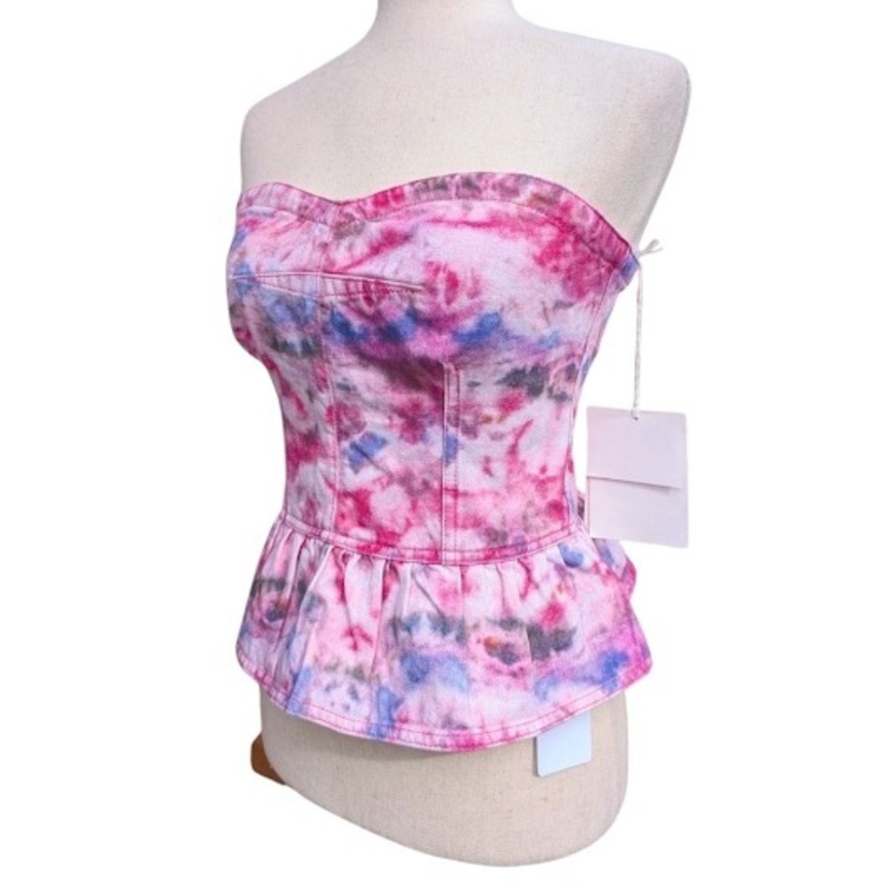 NWT Isabel Marant‎ Etoile Solizinia Tie Dye Peplum Corset Top Mulberry Size 36 - Picture 3 of 10